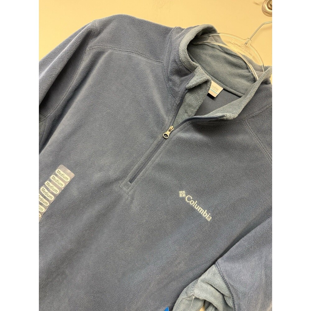 Columbia Pine Ridge Half Zip Pullover Mens Medium Blue Fleece Hiking Top - Picture 3 of 9